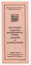 SOO Lines Railroad Officials Traffic Representatives Agents Supervisors ... - $25.74