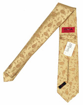 NEW $295 Isaia Pure Silk 7 Fold Tie!  Handsome Gold With Darker Gold Paisley - £103.90 GBP