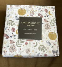 New Cynthia Rowley Cute Fall Pumpkins 4 Piece Full Sheet Set Butterflies - £43.06 GBP