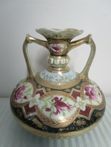 Royal Linran Nippon Japan Ceramic Hand Painted Vase Floral 8 X 8&quot; - £99.22 GBP