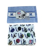Vintage 1990s NFL Football Helmets Bibb Co. Twin Flat Bed Sheet + 1 Pill... - $206.21 CAD