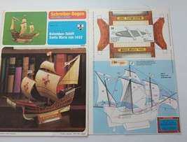 VTG Columbus Santa Maria Model Boat. Schreiber Paper Kit Models 1:90 Scale - £9.62 GBP