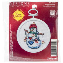 Janlynn Mini Counted Cross Stitch Kit 2.5&quot; Round-Starry Snowman (18 Count) - £10.97 GBP