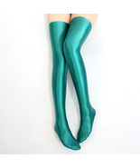 Green Glossy Spandex Thigh High Stockings - $243.83 MXN