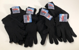 Lot of 8 Pairs Winterlace Stretchy Magic Winter Black Gloves Womens One ... - $10.88