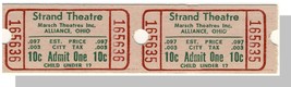 Vintage Strand Theatre Tickets, (Pair), Alliance, Ohio/OH, 1 - $3.00