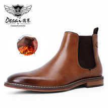 Brand Men&#39;s Chelsea Boots Work shoes Genuine Cow Leather Handmade Boot Shoes For - £129.44 GBP