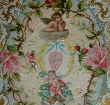 1890&#39;s Antique Victorian Valentine Card W/ Pop Up Layers, Daisies, Roses... - £23.21 GBP