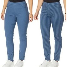 DG2 Diane Gilman Blue Stripe Reversible Twill Skinny Ankle Jeans Plus Si... - £38.99 GBP