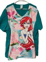 Disney Women&#39;s Ariel Scrub Size 2XL Multi Colorful Mermaid Medical Uniform - £19.69 GBP