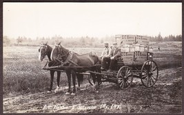East Sullivan, Maine RPPC - E.C. Hanna Grocery Horse Cart Advertising Wagon - $35.00