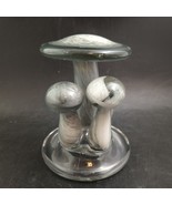 Art Glass Mushroom Trio Hand-Blown 5&quot;X4&quot;, Possibly Murano, UV Reactive, OBO - $67.91 CAD