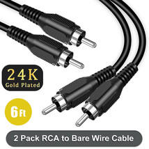 2-Pack 10 ft RCA Male Plug to Bare Wire Audio Speaker Subwoofer HDTV Cab... - $17.99