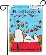 Peanuts Falling Leaves &amp; Pumpkins Please Fall Garden Flag - $28.07 CAD