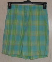 EXCELLENT WOMENS ERIKA LIGHT BLUE PLAID SEERSUCKER PULL ON SHORTS  SIZE S - $21.46