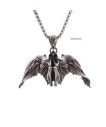 Crouched Hoodie Thinker Winged Angel Goddess Seraph Retro Pendant &amp; Box ... - £11.06 GBP