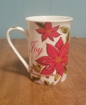 Kent Pottery Poinsettia Tea Coffee Cup Mug Flowers Joy White Red - £3.42 GBP