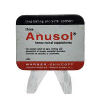 Vintage medicine tin: Anusol Hemorrhoidal supositories, Warner-Chilcott ~ Empty - £11.72 GBP