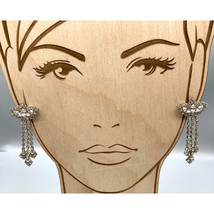 Vintage Floral Crystal Drop Earrings, Glam Studs Wedding Sparkle, Prong Set - £30.13 GBP