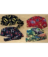 Lot Of 4 Tie Scrub Caps - Dinosaurs and Super Heroes -Crazy For Stitching - $17.82