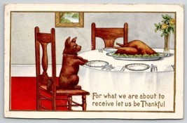 Thanksgiving Puppy at The Dinner Table Postcard K29 - £4.75 GBP
