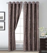 Bella Marble Brown Color Blackout Decorative Windows Curtains 2 Pcs - £39.46 GBP
