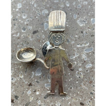 Whimsical 925 Sterling Silver Chief With Frying Pan Tie Tack Or Brooch Sky - $37.84