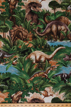 Dinosaurs Dino T-Rex Raptor Jurassic Jungle Kids Cotton Fabric Print BTY D570.17 - £9.40 GBP