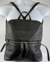 Michael Kors Rhea Zip Medium Backpack Black &amp; Silver Pebble Leather - VG... - £77.77 GBP