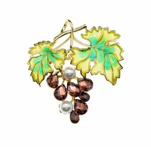 Vintage Look Gold Plated Grapes Bunch Brooch Suit Coat Broach Pin Collar Z24 - £13.56 GBP