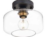 Semi Flush Mount Ceiling Light, 8.66&quot; Clear Glass Shade, Brass Accent So... - $67.99