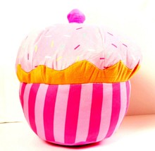 Giant Cupcake Pillow Super Soft Fleece 15 Inches Diameter Pink - $18.50