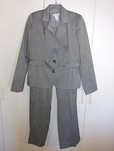 FASHION BUG GRAY PINSTRIPE 2-PC LADIES SUIT-6-POLY/RAYON/SPAND.-BARELY W... - $20.57