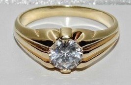 14k Yellow Gold Plated 2Ct Round Cut Simulated Diamond Engagement Solitaire Ring - £58.87 GBP