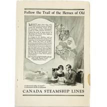 Vintage 1923 Canada Steamship Lines Print Ad Follow The Trail Of The Her... - $6.62