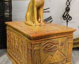 Egyptian Goddess Bastet Cat Eye Of Horus Sandstone Decorative Jewelry Bo... - $25.99