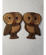 Vintage 1970’s Pair of Molded Foam Wall Hanging Owl Plaques Decor - $14.84