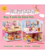 4Sets Children intellectual 3D jigsaw puzzles House toys, enhance intell... - $49.53 CAD