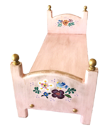 Hand Painted Wood Doll Bed for 18&quot; Dolls Teddy Bears Pets Signed OOAK Ne... - £57.50 GBP