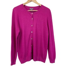 Nicole Miller Women XL Cardigan Sweater Berry Pink Silver Metallic Preppy Button - £15.34 GBP