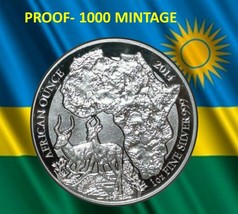 2014 Rwanda Impala Proof 1 Oz Fine Silver - African Ounce Wildlife Series Rare - £73.91 GBP