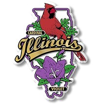 Illinois State Bird and Flower Map Magnet by Classic Magnets, Collectible Souven - £3.82 GBP