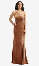 After Six 6867...One-Shoulder Velvet Trumpet Gown with Front Slit...Almond..XXL - £66.33 GBP
