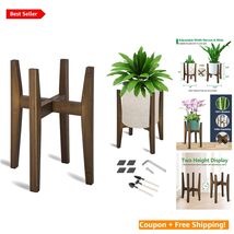 Sturdy Adjustable Plant Stand in Walnut - Fits 8-12 Inch Pots - 120 LB C... - $47.47