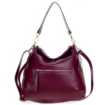 Giordano Italian Made Genuine Red Leather Hobo Bag Purse with Front Zip Pocket - £470.77 GBP