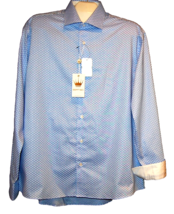 Bertigo Blue White  Dot Cotton Stylish Men&#39;s Dress Shirt Size US XL EU 5 - £74.43 GBP