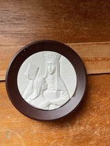 Vintage Small White w Brown Art Deco Style GOOD Saint Ann Round Plastic Shelf - £8.71 GBP