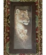 Crystal Art Gallery ~ Wooden Framed Print ~ Tiger &amp; Baby Cub ~ 23.25" x ... - $60.00