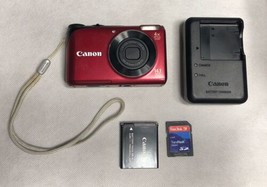 Canon PowerShot A2200 HD Digital Camera Red PC1585 Tested Works - £91.22 GBP