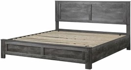 Wood Queen Bed In Rustic Gray Oak From Acme Furniture. - £443.53 GBP